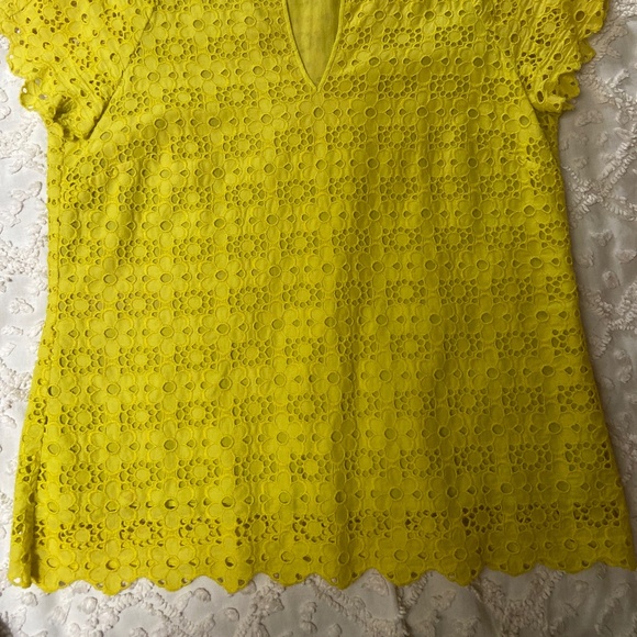 JCrew Collection daisy/eyelet short sleeved lined blouse - Picture 2 of 7